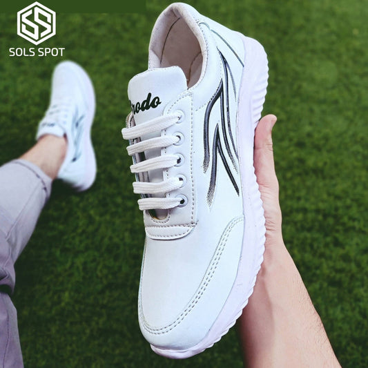 Sols Spot Running Sneakers- white with black lines