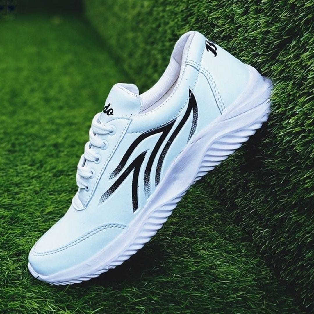 Sols Spot Running Sneakers- white with black lines